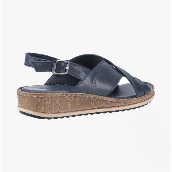 Hush Puppies ELENA Womens Leather Wedge Heel Sandals Navy