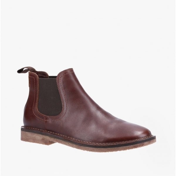 Hush Puppies SHAUN Mens Leather Chelsea Boots Brown