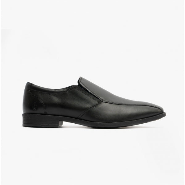 Hush Puppies ELLIS Boys Leather Slip On Shoes Black