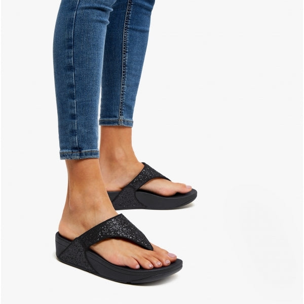 FitFlop LULU GLITTER Womens Toe Post Sandals Midnight Navy