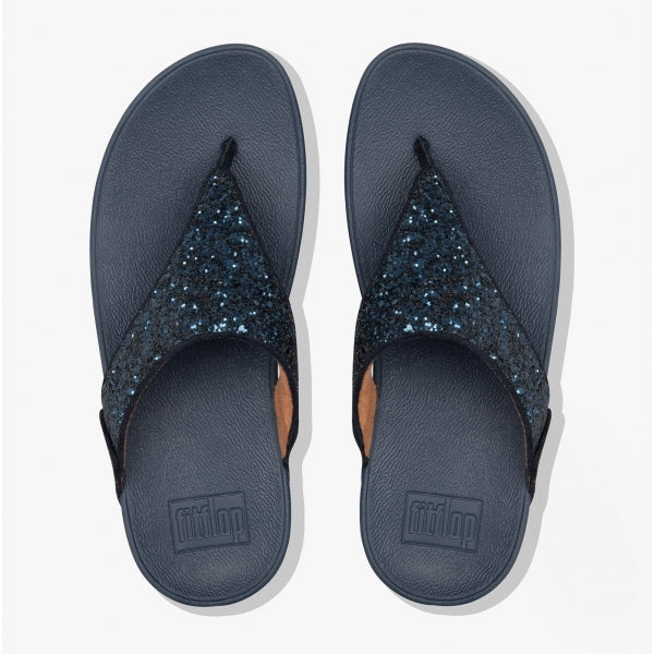 FitFlop LULU GLITTER Womens Toe Post Sandals Midnight Navy