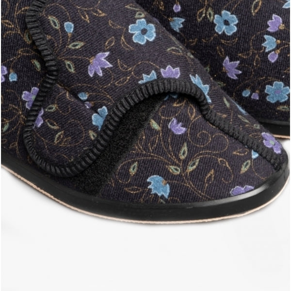 GBS BELLA Womens Extra Wide (E+) Boot Slippers Black