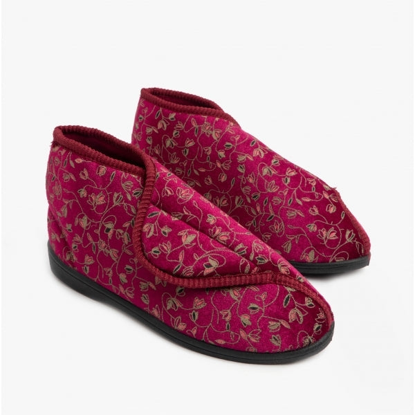 Zedzzz GERALDINE Womens Boot Slippers Wine