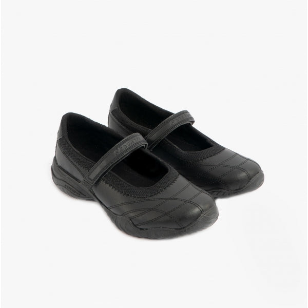 Skechers 81264L/BLK VELOCITY POUTY Girls Leather School Shoes Black