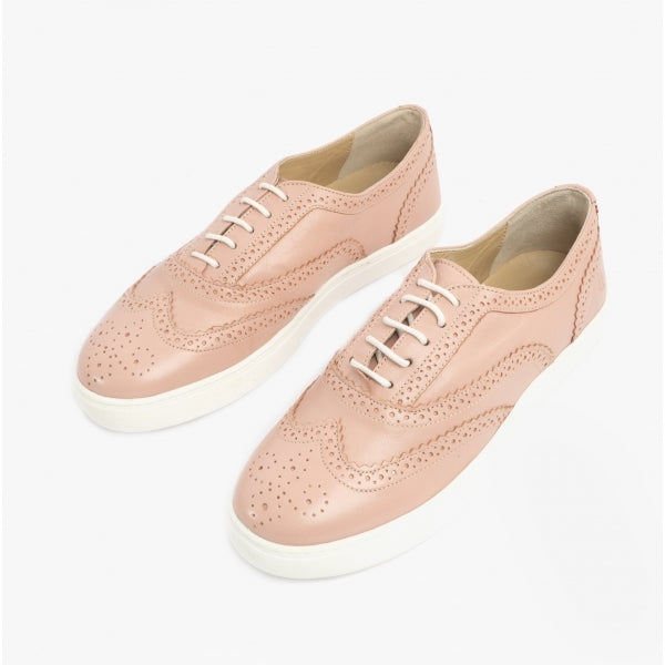 Hush Puppies TAMMY Womens Leather Brogue Trainers Light Pink