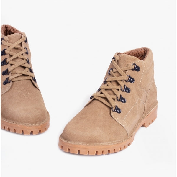 Roamers Mens 5 Eyelet D Ring Desert Boots Taupe