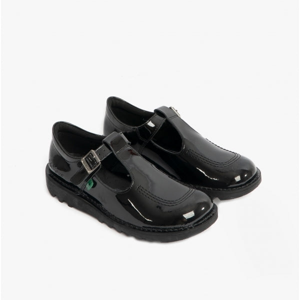 Kickers KICK T BAR PATENT Girls Leather Shoes Black