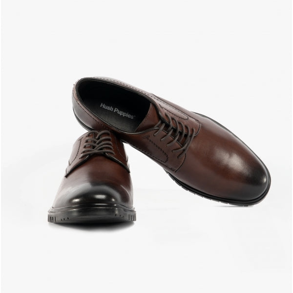 Hush Puppies STERLING Mens Leather Shoes Brown