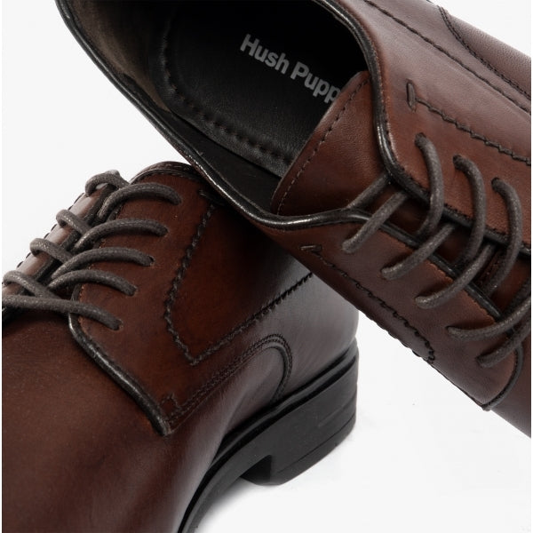 Hush Puppies STERLING Mens Leather Shoes Brown