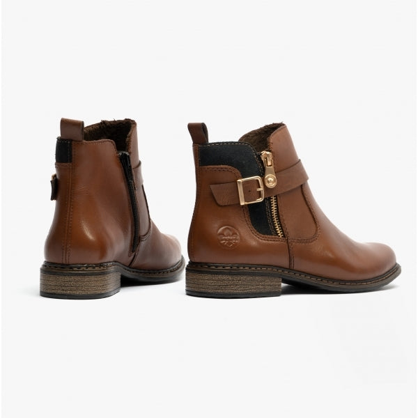 Rieker Z4959-22 Womens Leather Boots Chestnut
