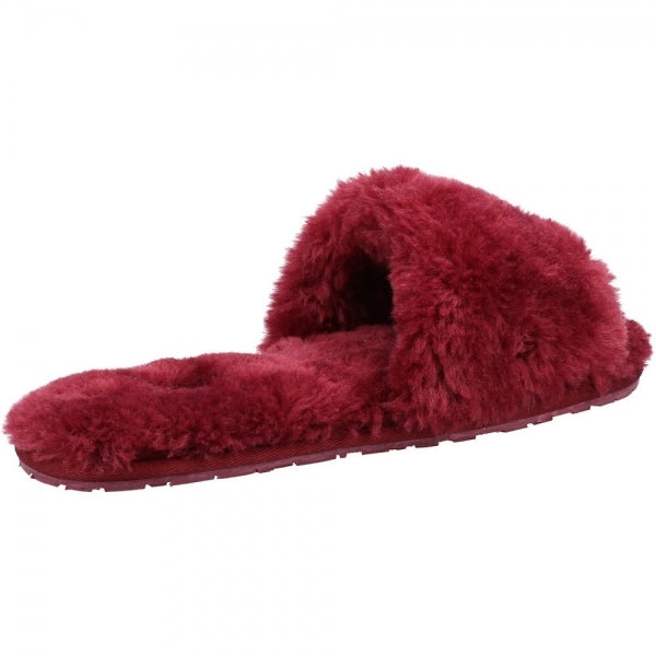 Hush Puppies PRUE Womens Faux Fur Slippers Bordeaux