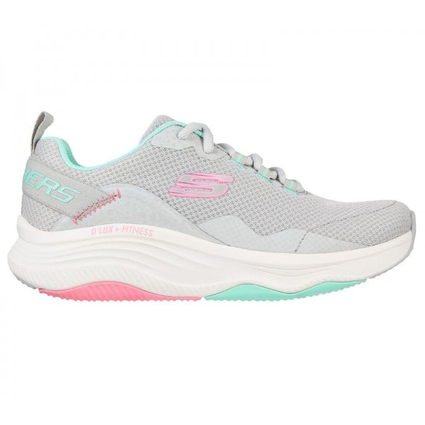 Skechers 149835/LGMT D'LUX FITNESS-ROAM FREE Womens Lace-Up Trainers Light Grey/Multi