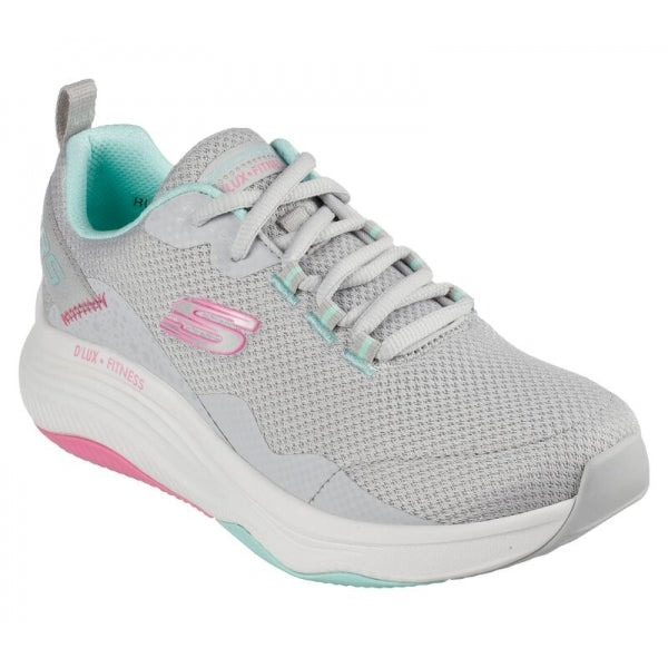 Skechers 149835/LGMT D'LUX FITNESS-ROAM FREE Womens Lace-Up Trainers Light Grey/Multi