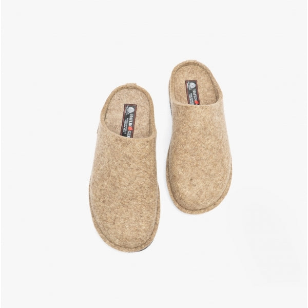 Haflinger SOFT Womens Wool Slippers Taupe