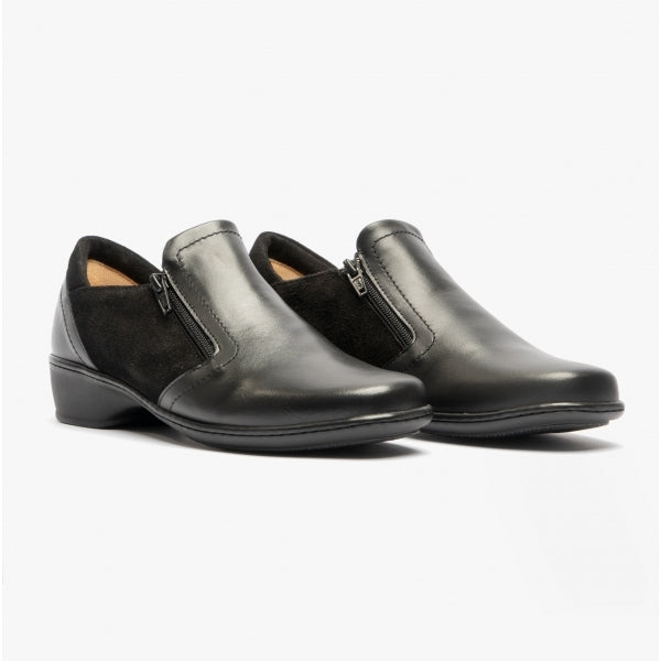 Comfortology ELARA Womens Leather Zip Shoes Black