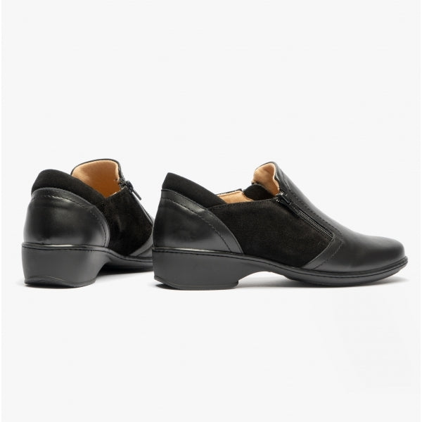 Comfortology ELARA Womens Leather Zip Shoes Black