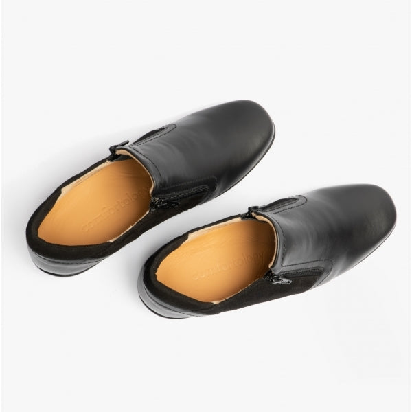 Comfortology ELARA Womens Leather Zip Shoes Black
