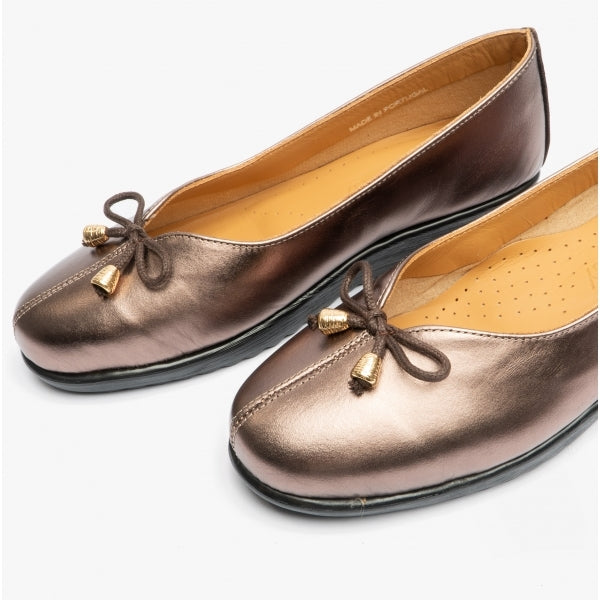 Comfortology DIONE Womens Leather Ballerina Shoes Bronze