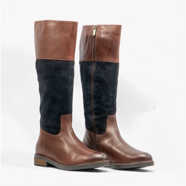 Hush Puppies KITTY Womens Leather Boots Brown/Navy