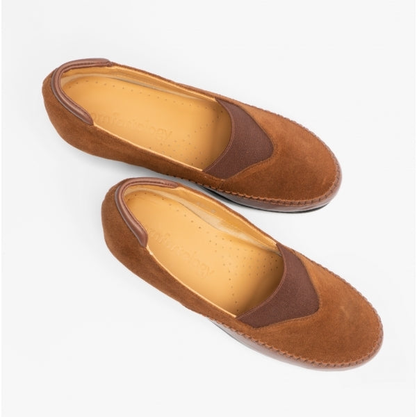 Comfortology DIA Womens Suede Shoes Cognac