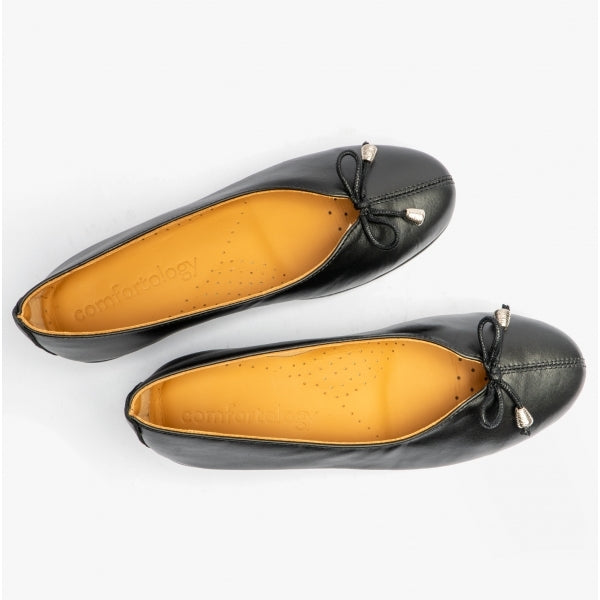 Comfortology DIONE Womens Leather Ballerina Shoes Black