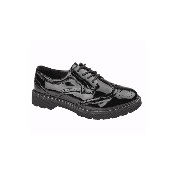 Boulevard L963AP Womens Patent Brogue Shoes Black Patent