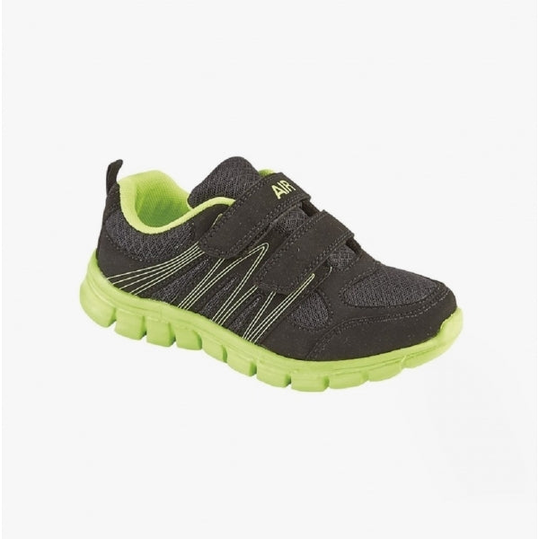 DEK AIR SPRINT Unisex Kids Touch Fasten Trainers Black/Lime