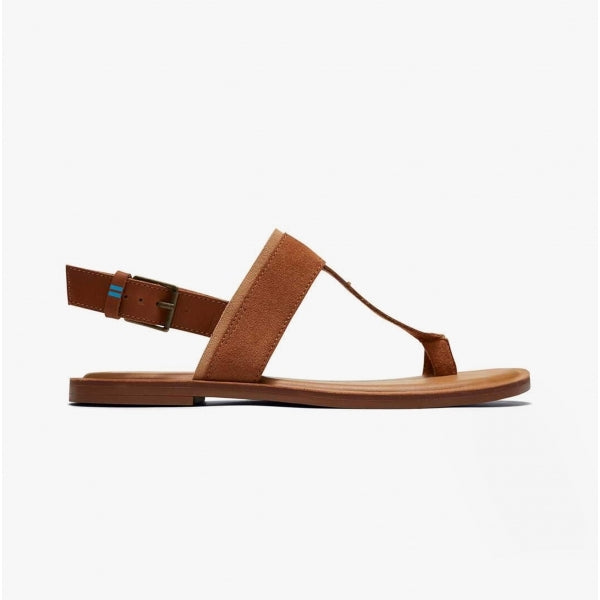 TOMS BREE Womens Leather T-Bar Sandals Tan