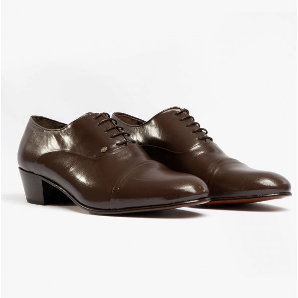 Club Cubano CORDOBA Mens Soft Leather Lace-Up Cuban Heel Oxford Shoes Dark Brown