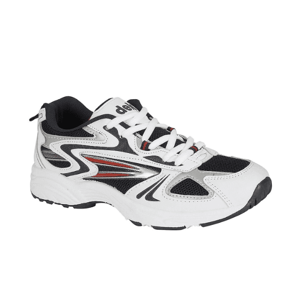 DEK VENUS II/IV Girls Touch Fasten Mesh Trainers White/Grey/Navy Blue