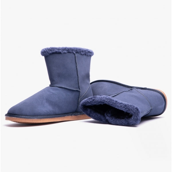 Hush Puppies ASHLEIGH Womens Suede Bootie Slippers Navy