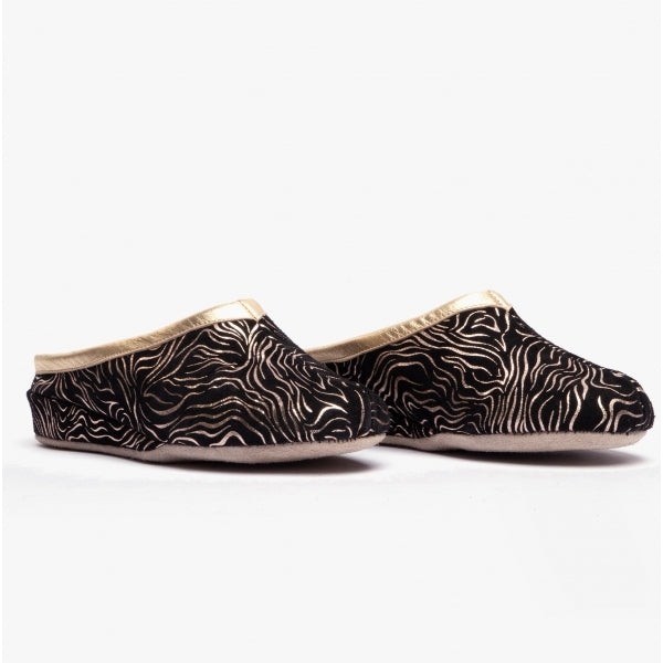 Chaleur SORELLA Womens Mule Slippers Black/Gold