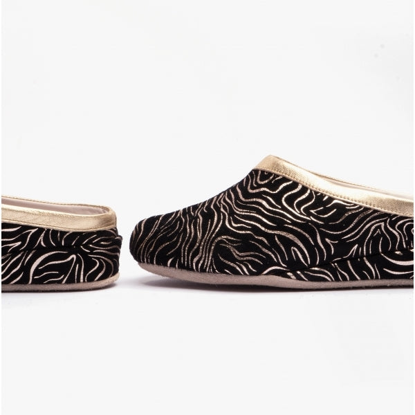 Chaleur SORELLA Womens Mule Slippers Black/Gold