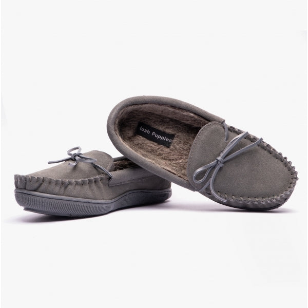 Hush Puppies ACE Mens Suede Slippers Grey