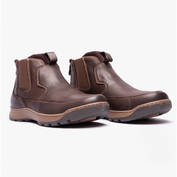 Hush Puppies GAVIN Mens Leather Chelsea Boots Brown