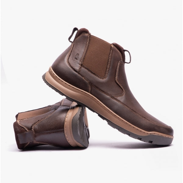 Hush Puppies GAVIN Mens Leather Chelsea Boots Brown