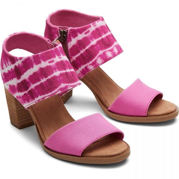 TOMS MAJORCA CUTOUT Womens Heeled Canvas Sandals Pink