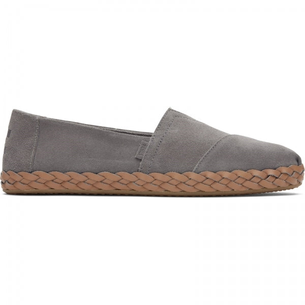 TOMS ALPARGATA LEATHER WRAP Womens Slip-On Textile Trainers Grey