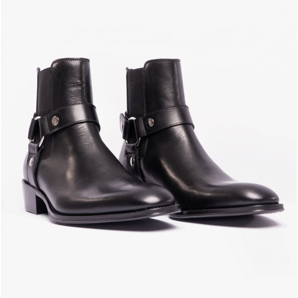 Club Cubano LAMBRO Mens Leather Cuban Heel Boots Black