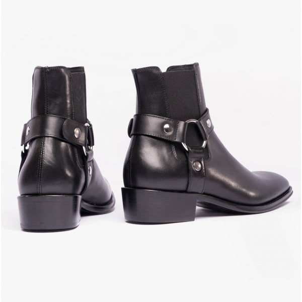 Club Cubano LAMBRO Mens Leather Cuban Heel Boots Black