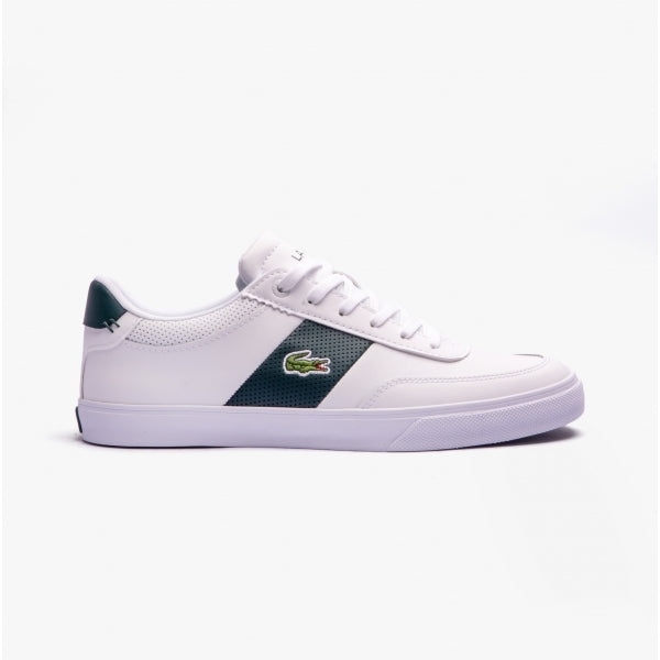 Lacoste COURT MASTER PRO Mens Leather Colour Block Trainers White/Dark Green