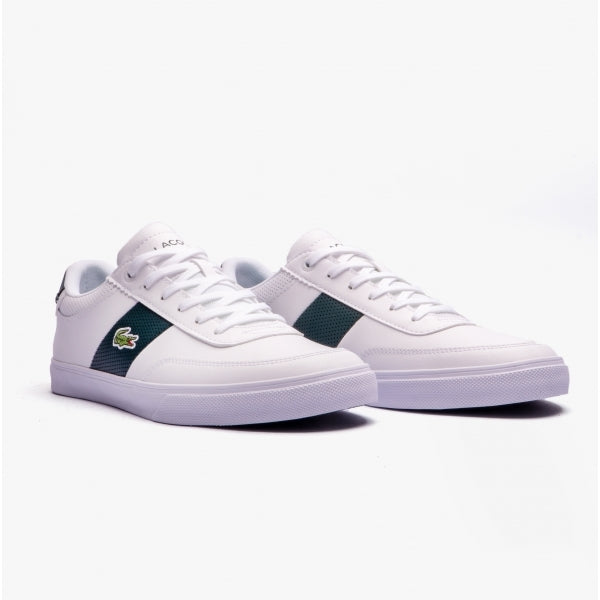 Lacoste COURT MASTER PRO Mens Leather Colour Block Trainers White/Dark Green