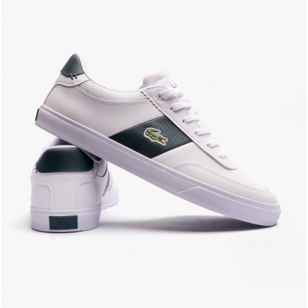 Lacoste COURT MASTER PRO Mens Leather Colour Block Trainers White/Dark Green