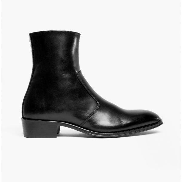 Club Cubano ARNO Mens Leather Cuban Heel Boots Black