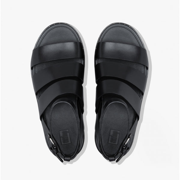 FitFlop ELOISE Womens Espadrille Strappy Wedge Sandals Black