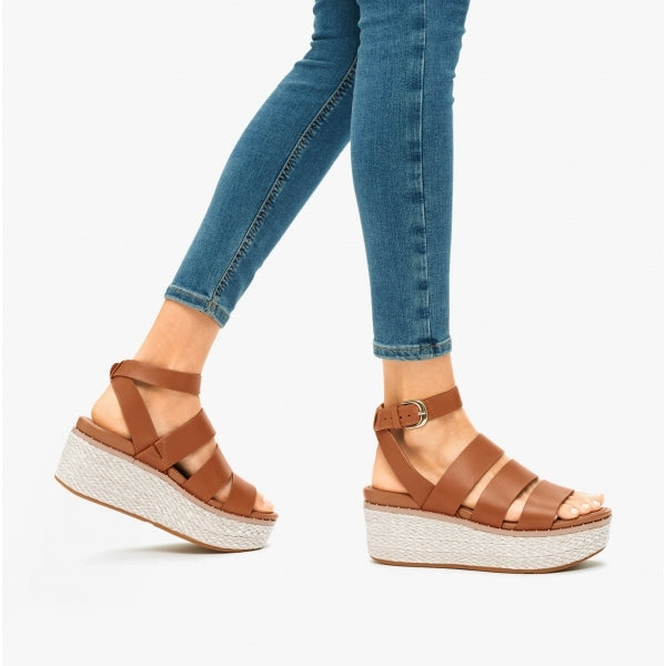 FitFlop ELOISE Womens Espadrille Strappy Wedge Sandals Light Tan