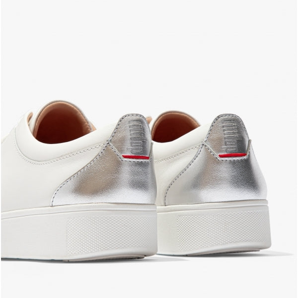 FitFlop RALLY Womens Metallic Backtab Trainers Urban White/Silver
