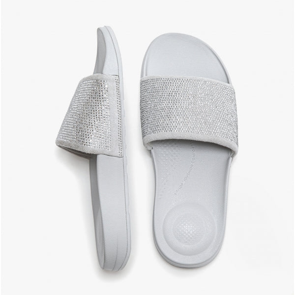 FitFlop iQUSHION Womens Embellished Sliders Soft Grey