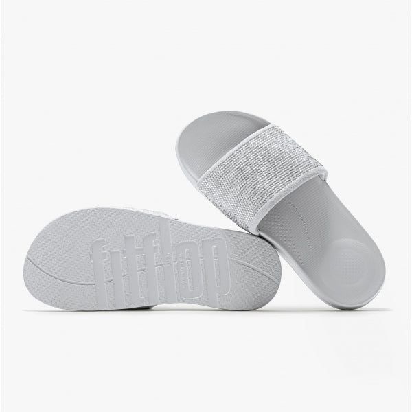 FitFlop iQUSHION Womens Embellished Sliders Soft Grey