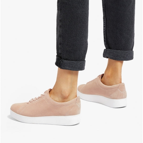 FitFlop RALLY Womens Suede Trainers Beige Buff